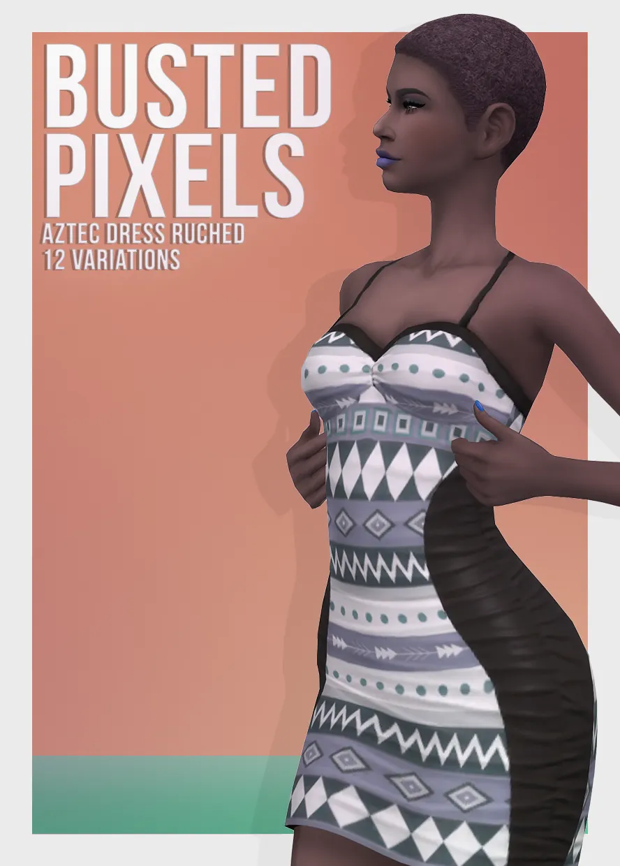 AZTEC DRESS RUCHED