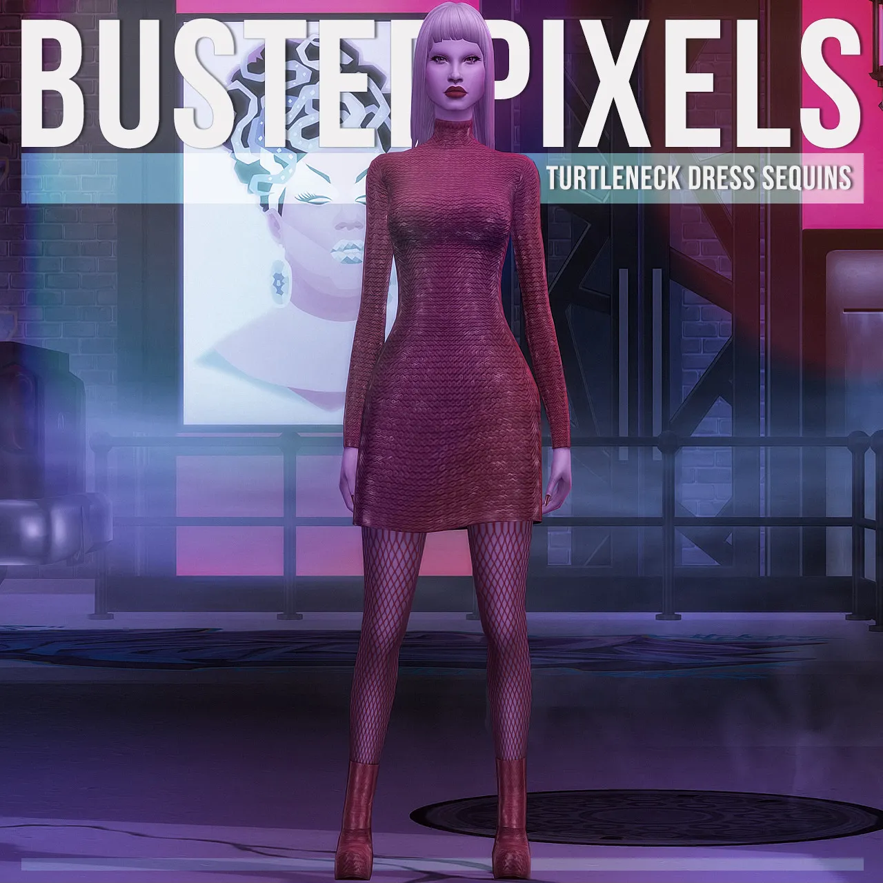 Turtleneck Dress Sequins