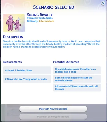 Custom Scenario: Sibling Rivalry