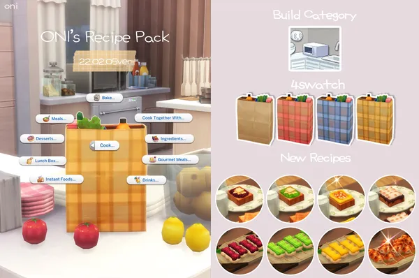 Oni's Recipe Pack_custom food mod_22.02.05