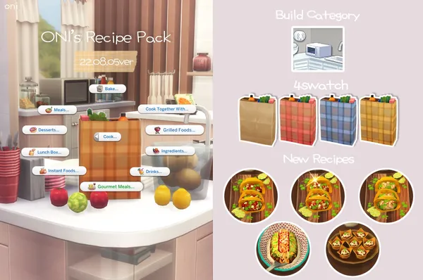 Oni's Recipe Pack_custom food mod_22.08.05