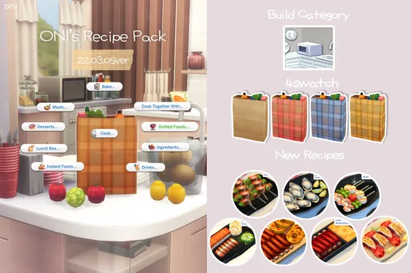 Oni's Recipe Pack_custom food mod_22.03.05