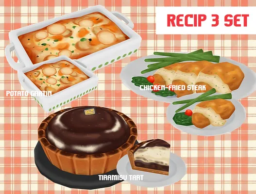 Fried Beef Steak, Potato Gratin, Tiramisu Tart