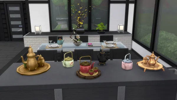 In-game Deco Teapots and Sets as Functional Brewers