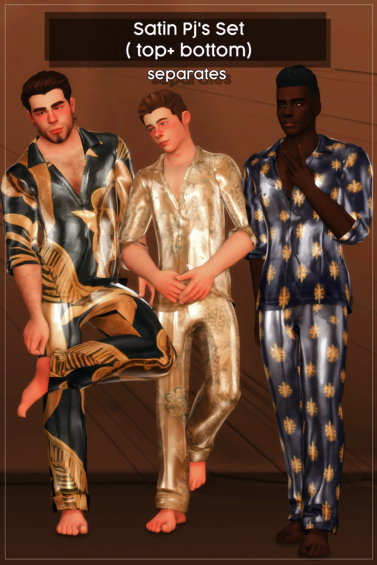 Satin Pjs Set Separates (bgc)
