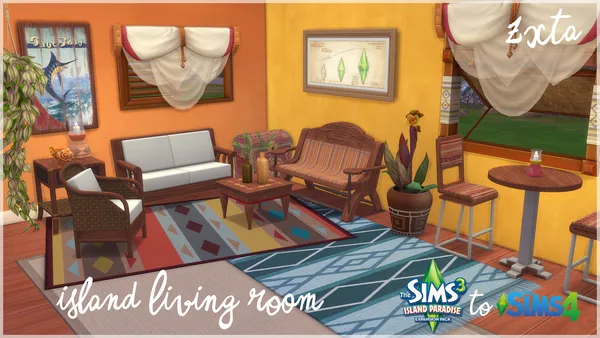 TS3 Island Paradise to TS4: Island Living Room