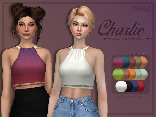 Charlie Metal Collar Crop Top with Chains