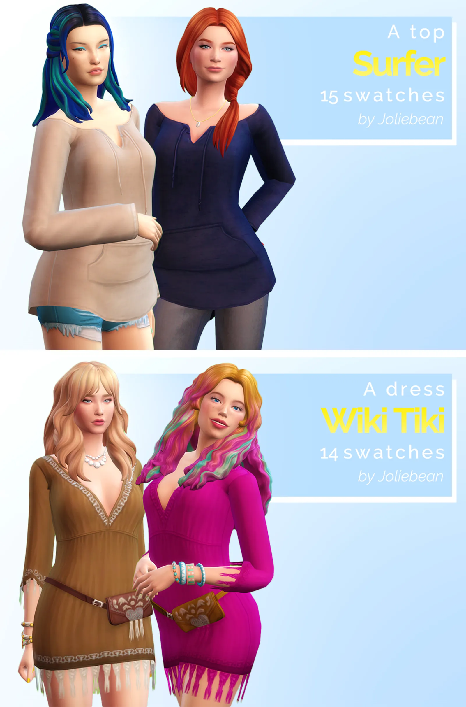 ? Wiki Tiki Dress & Surfer Top - a short dress and a loose tunic by Joliebean ?