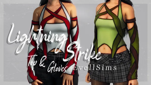 Lightning Strike Set, Top & Gloves