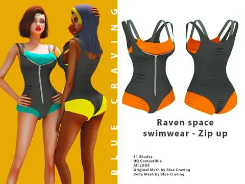 Raven Space Swinsuit - Zip up
