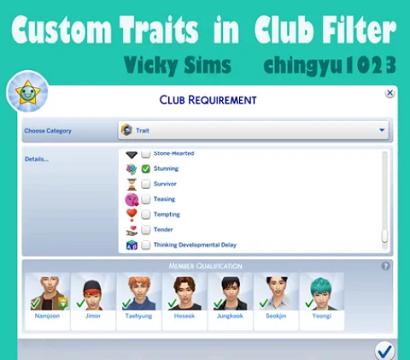 Custom Traits in Club Filter