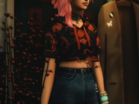 Hair || Hair pin || Earrings || Necklace || Top + Bottom || Shoes || Rings || Tattoo || Cyberware || 
Lunar New Year in Night...