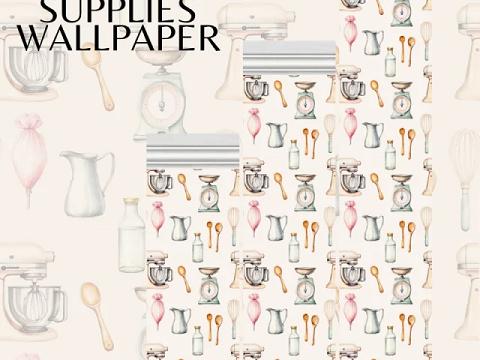 BAKING SUPPLIES WALLPAPER | 8 Swatches