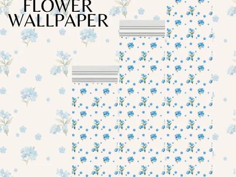 BLUE FLOWERS PRINT | Lily-Valley Wallpapers