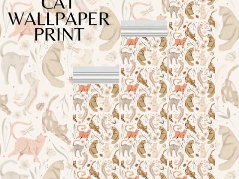 CAT WALLPAPER | Lily-Valley Prints