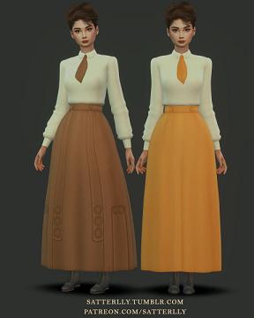 My Fair Lady - Eliza’s blouse with tie & tan skirt
