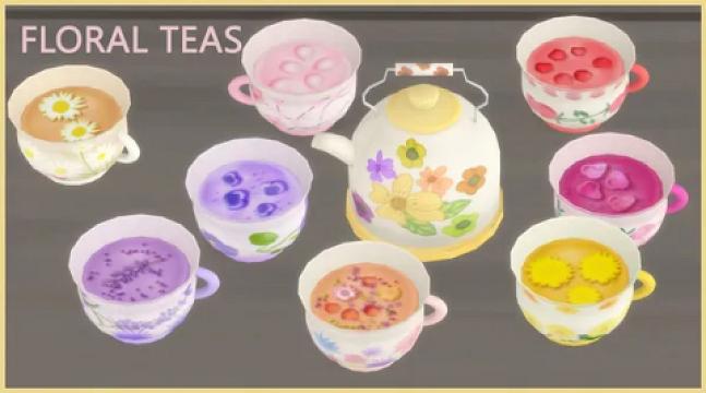 FLORAL TEAS AND TEAPOT