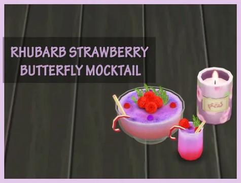 RHUBARB STRAWBERRY BUTTERFLY MOCKTAIL DRINK 