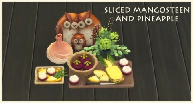 Sliced Pineapple And Mangosteen 