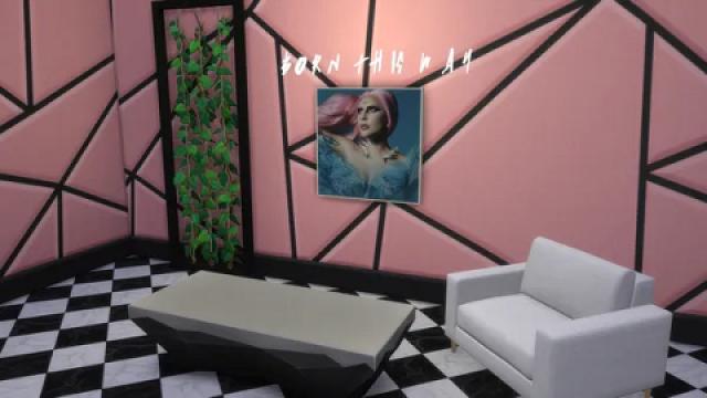 CC Sims 4 Gratuits Lady Gaga ! (Cadre + Néon Born This Way) / Free Sims 4 CC with the Lady Gaga Theme ! (Canvas + Neon Sign)