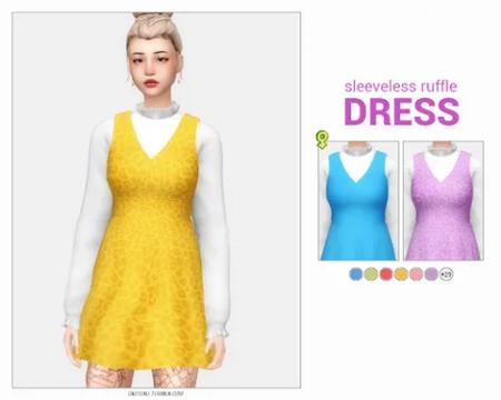 SLEEVELESS RUFFLE DRESS