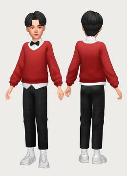 ankle slacks & bowtie pullover 