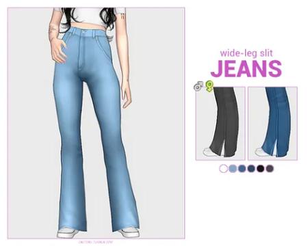 WIDE-LEG SLIT JEANS