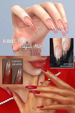 BUBBLE POP & SUGAR MILK Coffin Nails