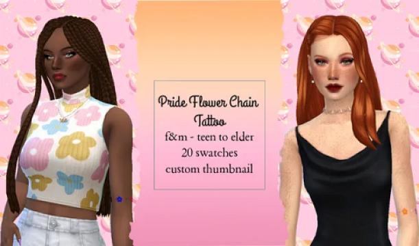 Pride Flower Chain Tattoo