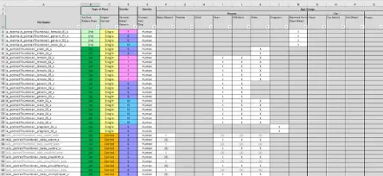 Categorized List of Files Relevant for Gallery Poses