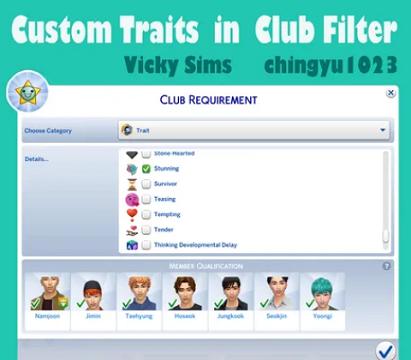 Custom Traits in Club Filter V25 