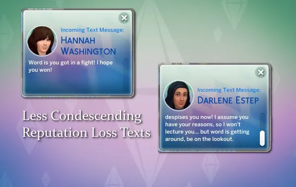 Less Condescending Reputation Loss Texts