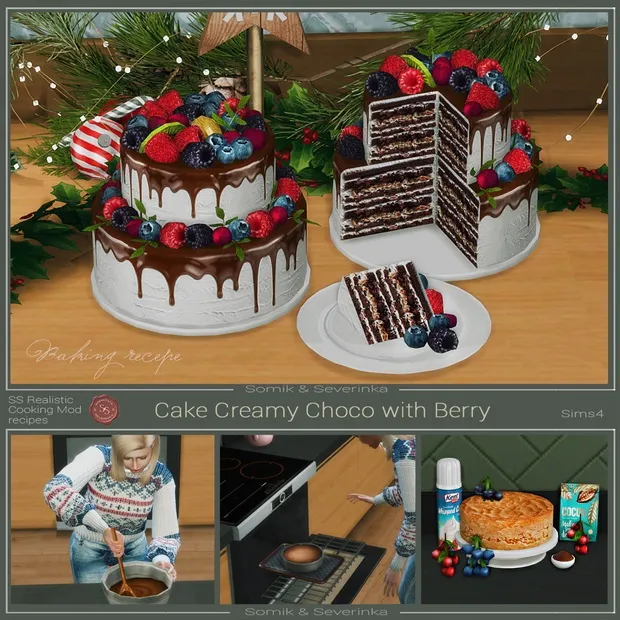 Creamy Chocolate Cake with Berries 