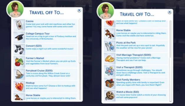Travel To Menu